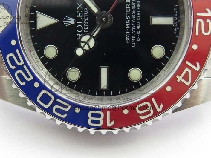 MiroTime 0417 Breathable GMT Master II 116719 BLRO Real Ceramic 904L SS GMF 1:1 Best Edition Black Dial on Bracelet A3186 (Correct Hand Stack) 3243